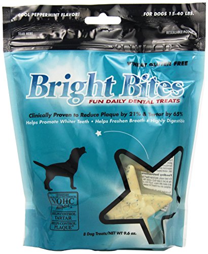 Bright Bites Daily Dental Dog Treats, Cool Peppermint, Medium (4 Packs of 8 Treats)