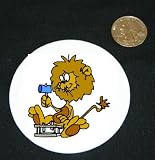 3" button / pin printed with fixing, lion, hammering, building