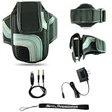 Black Adjustable Deluxe Sportband / Workout Armband with Adaptable Neck Str ....