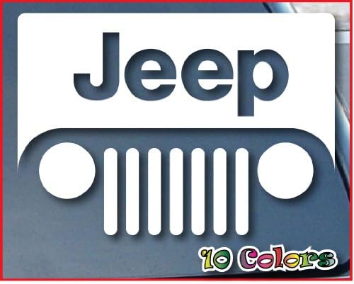 Jeep Logo Car Window Vinyl Decal Sticker 11" Wide (Color: White)