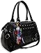 Womens Designer Black Patch Croc Diamante Bowling Handbag