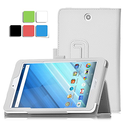 Acer Iconia One 8 B1-850 case, KuGi ® Acer Iconia One 8 B1-850-Multi-Angle Stand Slim-Book PU Leather Cover Case only fit for for Acer Iconia One 8 B1-850 tablet (White)