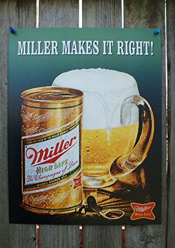 Miller Makes It Right Tin Sign , 13x16