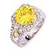 Psiroy 925 Sterling Silver Stunning Created Gorgeous Women's 11mm*11mm Round Cut CZ Citrine Filled Ring