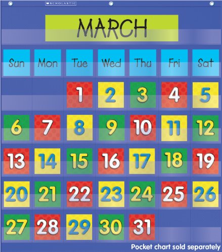 Scholastic Teacher s Friend Calendar Dates 2 colored sets of dates Pocket Chart Add-ons Multiple Colors TF5402545301823 : image