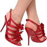 Dance2 Satin T-strap Evening Heel RED