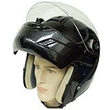 Motorcycle Street Bike Modular Filp up Full Face Adult Helmet Fiber Black