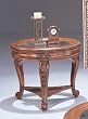 Slight Destressed Finish Round Glass Top End Table