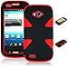 Bastex Heavy Duty Hybrid Case for ZTE savvy Z750C - Red Silicone with Black Hard Shell