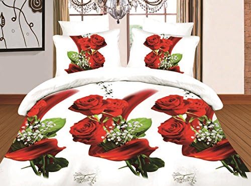 Dexim 3D Print Double Polysatin Bed Sheet With Two Pillow Cover Set White