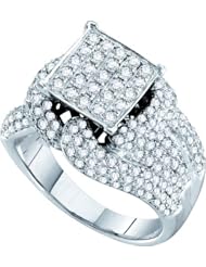 2.00 Carat (ctw) 14k White Gold Round Cut White Diamond Ladies Cocktail Fashion Ring 2 CT