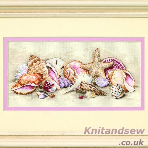 Gold Petite Seashell Treasures Counted Cross Stitch Kit-8x4 18 Count