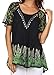 Sakkas Cora Relaxed Fit Batik Design Embroidery Cap Sleeves Blouse / Top
