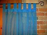 Azure Blue Sheer 100% Cotton Gauze Tab Curtain, 44 inches X 108 inches