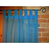 Azure Blue Sheer 100% Cotton Gauze Tab Curtain, 44 inches X 104 inches by Timbuktu Trading Ltd.