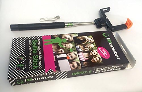 Selfie Stick with built-in Bluetooth Monopod Extendable Remote Shutter With Adjustable Grip Holder iMonsterParts® Black
