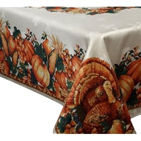 Benson Mills American Harvest 60-Inch by 104-Inch Engineered Border Tablecloth, CreamBenson Mills American Harvest Engineered Border Tablecloth, Cream