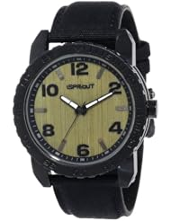 Sprout Unisex ST/7004GYBK Grey Bamboo Dial Black Organic Cotton Strap Watch