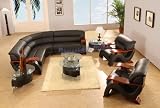 519ppA4ygaL. SL160  Modern Furniture Black Leather Mini Sectional Sofa with Two Chairs, Coffee Table and Two End Tables