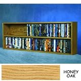 Solid Oak DVD VHS Wall or Floor Mount Cabinet - 172 DVDs or 90 VHS (Honey oak) (18H x 52W x 6.75D)