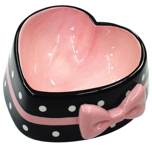 【ペット用食器】 愛龍社 ハートリボン ペットフードボウル L ピンク