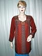 Designer Printed Cinnabar-red Crepe Tunic Top Indian Kurti Small