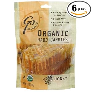 GoNaturally Organic Honey Gluten Free Hard Candies, 3.5-Ounce Bags (Pack of 6) by GoNaturally