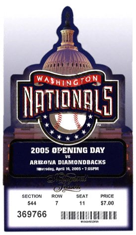 Washington Nationals Inaugural Game 2005 Opening Day Canvas Mega Ticket