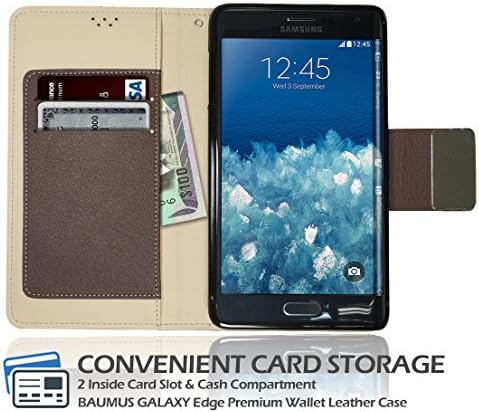 Note Edge Magnetic Kickstand Wallet Case, Samsung Galaxy NoteEdge Soft Foldable Leather Diary Flip Cover, 10 Colors (Brown)