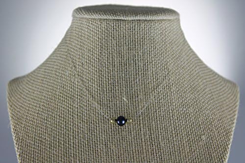 Invisible cord choker with dark blue pearl - 14 inches