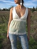 Sleeveless Top w/ Printed Voile and Crochet Aloe