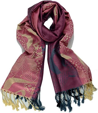 Miss Swordsman Fashionable Women Embroidery Persian Irregular Design Fringed Shawl Scarf - Various Colors (Pink)