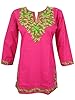 Indian Tunic Top Womens Kurta Floral Embroidered Cotton Boho Blouse S