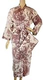 Brown Vibrant Toile French Elegant Design Kimono Bathrobe with Travel Case ~ Clearance