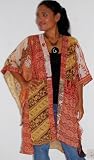 RED KIMONO JACKET PATCH BOHO Fits - M L XL 1X 2X 3X - G260S