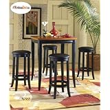 Bistro Pub Dining Table with 4 Bar Stools 5pc set Furniture in Cherry and Black by warehousedirect72