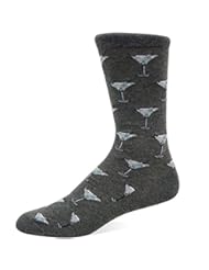 Apparel: Hot Sox Mens Martini Crew Sock, Charcoal Heather, Shoe: 10-13 - Hot Sox Mens Socks