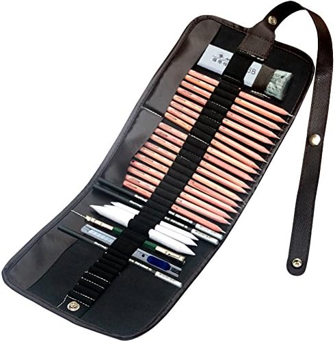 HENGJIA ARTIST MATERIAL Studio Art & Craft Supplies Set in Canvas Bag Set, Sketch Pencil, Sharpener, Eraser Set