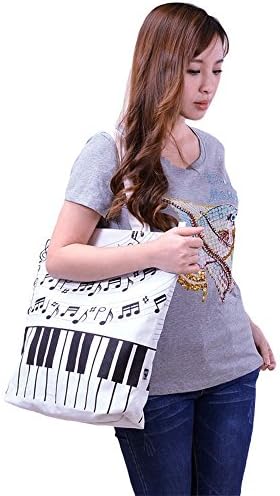 Lehope White Cavas Music Piano Sheet Music Shoulder Bag,Handbag,Tote Bag 14.6" x14.8"