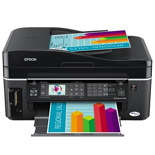 Epson WorkForce 600 Wireless All-in-One Printer (Black) (C11CA18201)