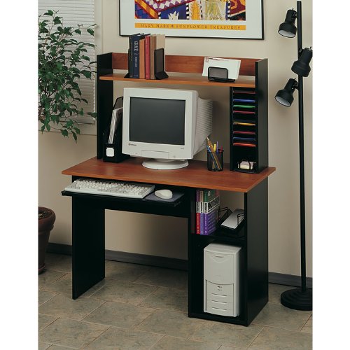 Matte Black Computer Desk with Hutch Matte Black by Sauder