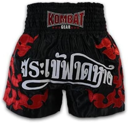 Kombat Muay Thai Boxing Black Satin Red Kanok Shorts 2117 (XL)