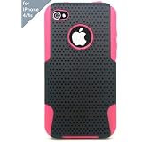iphone 4 iPhone 4S Companion Hybrid Case Fits AT T Sprint and Verizon iPhone 4 and 4S Black Silicone Hot Pink Plastic Wireless Phone Accessory iphone 4