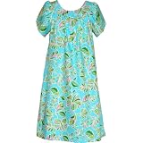 MuuMuu House Dress - Modern Flowers Petal Sleeves Caftan Kaftan Hawaiian Aloha Pullover Cotton Lounger - Regular and Plus Size