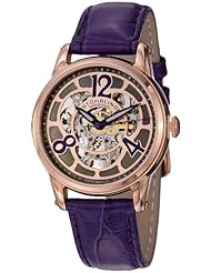 Stuhrling Original Womens 8365.134Q27 Vogue Audrey Rosetta Automatic Skeleton Mother-Of-Pearl Dial Purple Leather Strap Watch