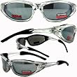 Accent Foam Padded Sunglasses, Motorcycle Sports ATV Eyewear Silver Frame