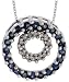 14k White Gold 16 Chain & 9/16 (15mm) tall O Pendant, w/ 0.08 Carat Round Brilliant Diamonds & 0.70 Carat Blue Sapphire Stone