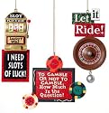Set of 3 Roulette, Poker Chips & Slots Casino Christmas Ornaments