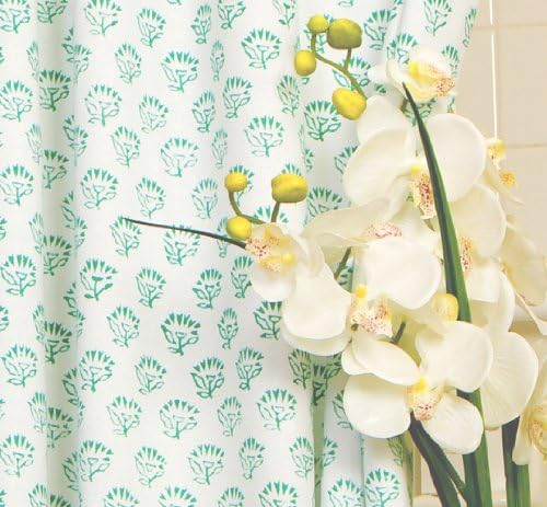 Aqua Designer Luxury Fabric Tropical Beach Country Shower Curtain