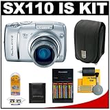 cheap Canon PowerShot SX110 IS 9.0MP Digital Camera (Silver) + Canon PSC-85 Case + Precision Design Accessory Kit